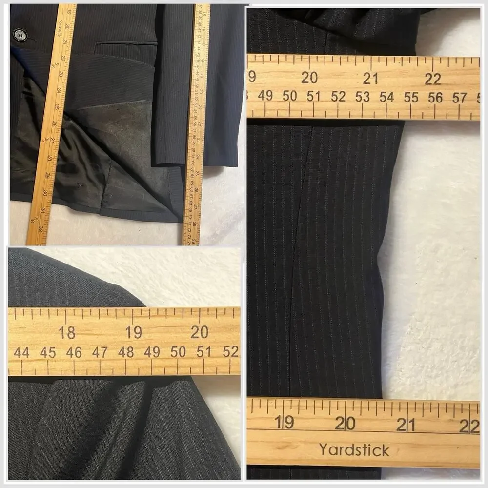 Burberry London Blazer 40-42R Dark Navy Blue Tonal Stripe Made in Italy